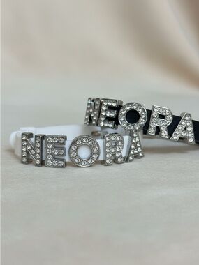 Hand Crafted NEORA Crystal Letter Bracelet in White only.